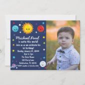 Kawaii Solar System Outta this World Birthday Invi Kaart (Voorkant)