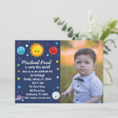 Kawaii Solar System Outta this World Birthday Invi Kaart (Staand voorkant)