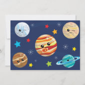 Kawaii Solar System Outta this World Birthday Invi Kaart (Achterkant)