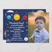 Kawaii Solar System Outta this World Birthday Invi Kaart (Voorkant / Achterkant)