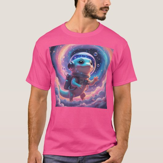 Kawaii Space Axolotl Galactic Astronaut Design T-shirt (Voorkant)