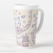Kawaii Space Cat Drinking Boba Latte Mug Mok (Rechterhoek)