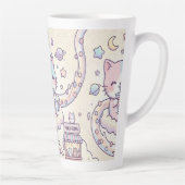 Kawaii Space Cat Drinking Boba Latte Mug Mok (Rechts)
