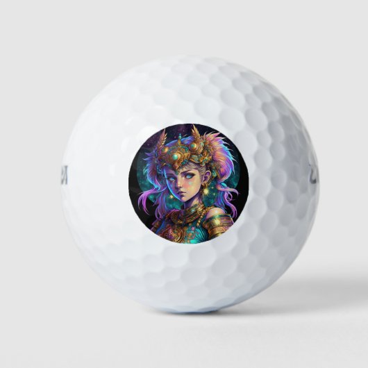Kawaii Space Warrior Girl Golfballen (Voorkant)