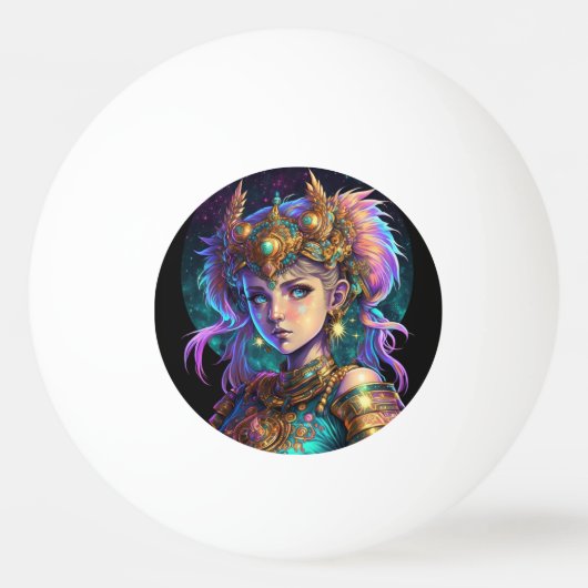 Kawaii Space Warrior Girl Pingpongbal (Voorkant)