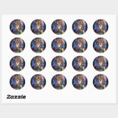 Kawaii Space Warrior Girl Ronde Sticker (Vel)