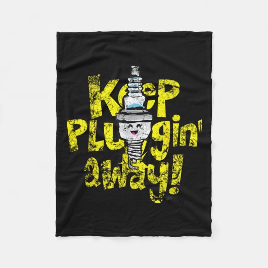 Kawaii Spark Plug Keep Pluggin Away Motivatie R Fleece Deken (Voorkant)