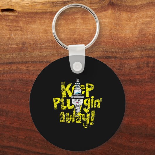 Kawaii Spark Plug Keep Pluggin Away Motivatie R Sleutelhanger (Voorkant)