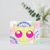 Kawaii speelgoed katgeel animescherm briefkaart (Staand voorkant)