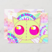 Kawaii speelgoed katgeel animescherm briefkaart (Voorkant / Achterkant)