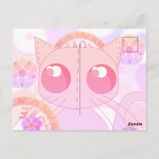 Kawaii speelgoed katgeel animescherm briefkaart (Achterkant)