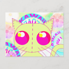 Kawaii speelgoed katgeel animescherm briefkaart