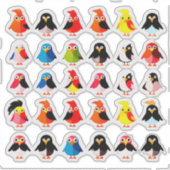 Kawaii Speelse Kleurrijke Cartoon Vogels Sticker (Voorkant)