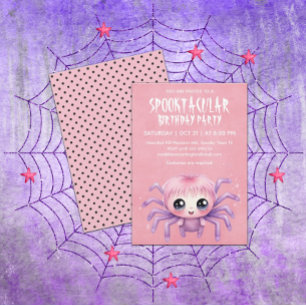 Kawaii Spider Halloween Verjaardagsfeest Kaart