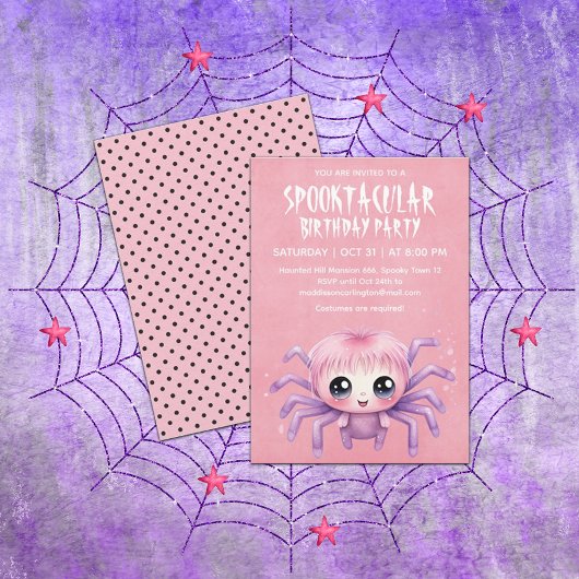Kawaii Spider Halloween Verjaardagsfeest Kaart