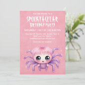 Kawaii Spider Halloween Verjaardagsfeest Kaart (Staand voorkant)