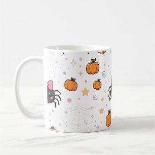Kawaii Spinnenweb Mooie Halloween Patroon Kunst Koffiemok