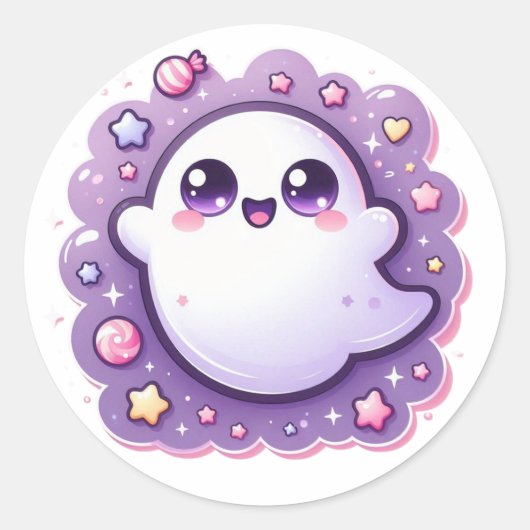 Kawaii spook-ambachtsticker pastel halloween schat ronde sticker (Voorkant)