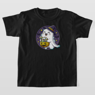 Kawaii spook met heks Pet   ALLEEN ZWART T-shirt