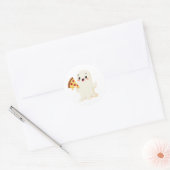 Kawaii spook met pizza ronde sticker (Envelop)