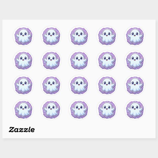 Kawaii spookachtig knutselsticker – Pastel Hallowe Ronde Sticker (Vel)