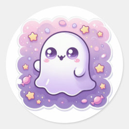 Kawaii-spookstickertje Schattig pastel spookachtig Ronde Sticker