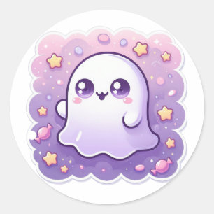 Kawaii-spookstickertje Schattig pastel spookachtig Ronde Sticker