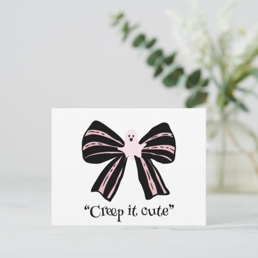 Kawaii Spooky Bow, leuke Halloween Briefkaart (Staand voorkant)