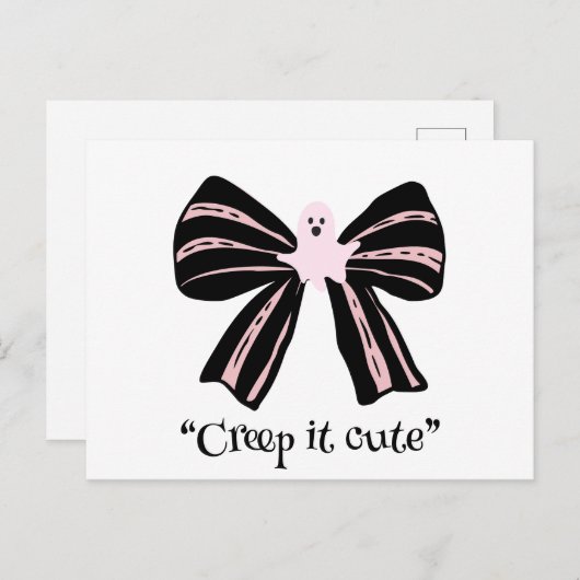 Kawaii Spooky Bow, leuke Halloween Briefkaart (Voorkant / Achterkant)