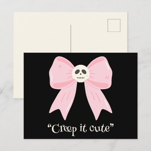 Kawaii Spooky Bow, leuke Halloween Briefkaart (Voorkant / Achterkant)