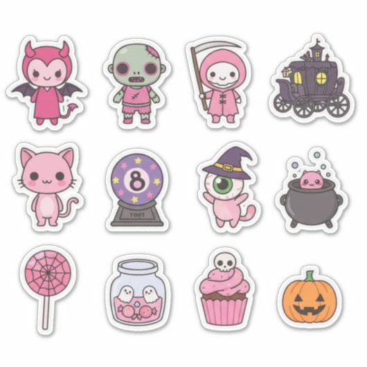 Kawaii Spooky Carriage Sticker Pack (Voorkant)