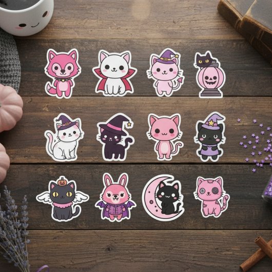 Kawaii Spooky Cat Sticker Pack