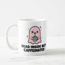 Kawaii spooky grapig dood van binnen maar vol cafe