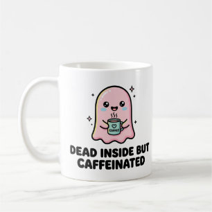 Kawaii spooky grapig dood van binnen maar vol cafe koffiemok