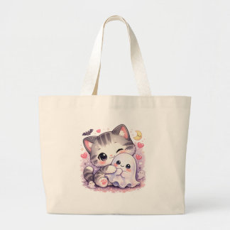 Kawaii spooky knuffel kitty grote tote bag