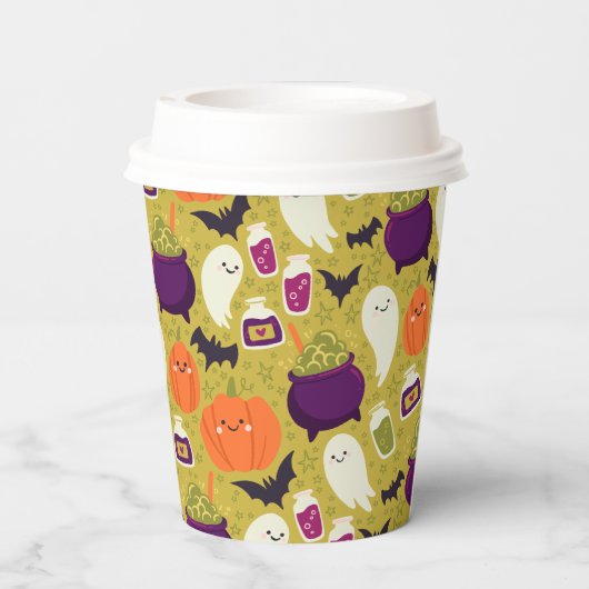 Kawaii Spooky Season To-Go Cup Papieren Bekers (Achterkant)