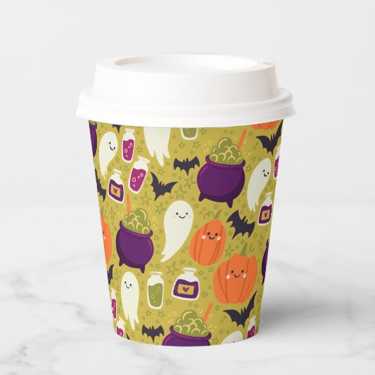 Kawaii Spooky Season To-Go Cup Papieren Bekers (Voorkant)