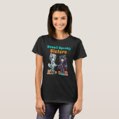 Kawaii Spooky Sisters Anime Chibi Halloween T-shirt (Voorkant volledig)