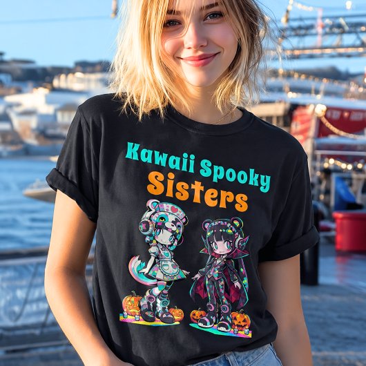 Kawaii Spooky Sisters Anime Chibi Halloween T-shirt