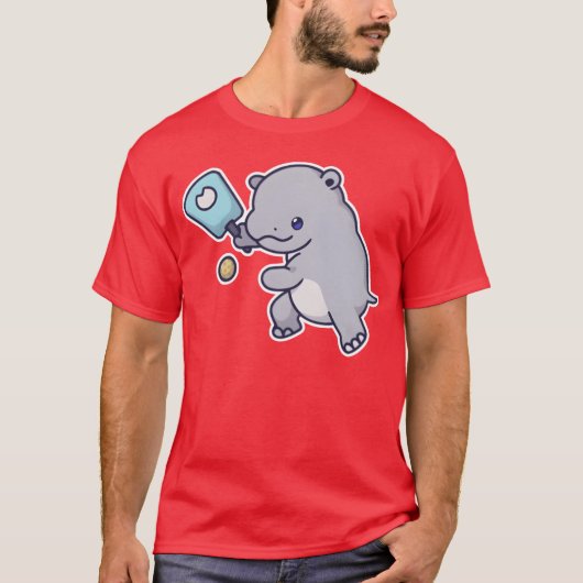 Kawaii Sports Pickleball Hippo retro T-shirt (Voorkant)