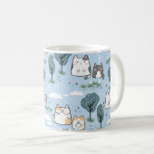 Kawaii Spring Cats Natuur Pattern Koffiemok (Voorkant rechts)