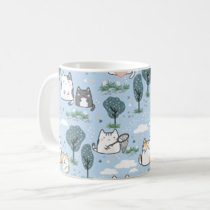 Kawaii Spring Cats Natuur Pattern Koffiemok