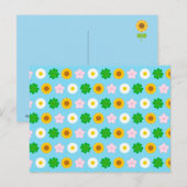 Kawaii Spring Flowers (Blauw) Briefkaart (Voorkant / Achterkant)