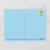 Kawaii Spring Flowers (Blauw) Briefkaart (Achterkant)