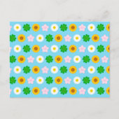 Kawaii Spring Flowers (Blauw) Briefkaart (Voorkant)