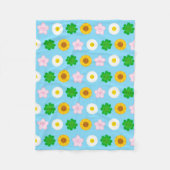 Kawaii Spring Flowers (Blauw) Fleece Deken (Voorkant)