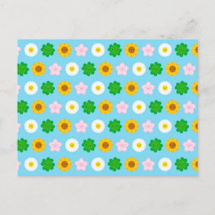 Kawaii Spring Flowers (Blue) Briefkaart