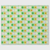 Kawaii Spring Flowers (groen) Cadeaupapier (Vlak)
