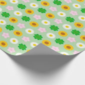 Kawaii Spring Flowers (groen) Cadeaupapier (Hoek)