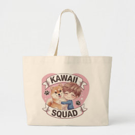 Kawaii Squad Shiba Inu Hondenliefhebber Chibi Art  Grote Tote Bag